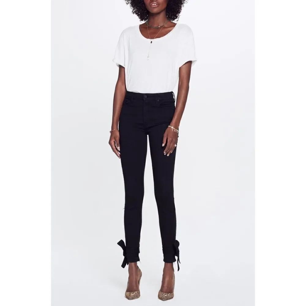 Mother High Waisted Tie Bow looker Jeans Black 25”